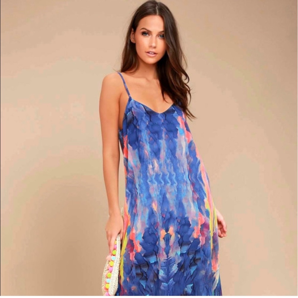Lulus Flying Watercolors Maxi Dress size XL